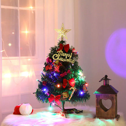 60 Long Tabletop Artificial Small Mini Christmas Tree W  LED Lights Ornament