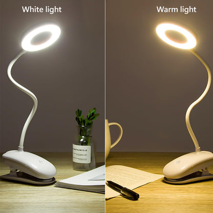 LED Rechargeable Clamp Clip On Flexible Desk Light Reading Table Night Lamp